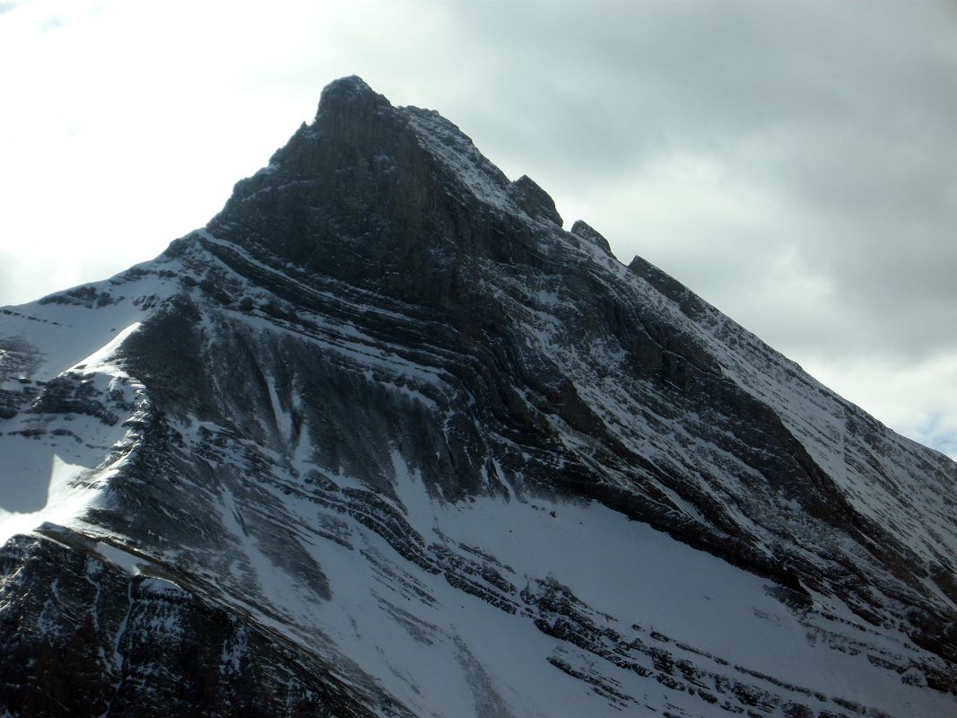 11B The Three Sisters - Faith Peak Close Up From Helicopter Above Canmore In Winter